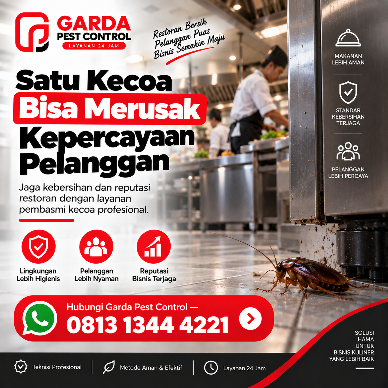 Rincian Biaya Jasa Pembasmi Kecoa Restoran di Bandung dan Rincian Paketnya